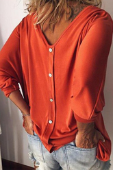 Solid Buckle V Neck T-Shirts(5 colors) Ins Street